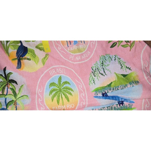 S NWT Farm Rio Reversible Double Colorido Swim top blue yellow pink postcard P - Picture 8 of 14